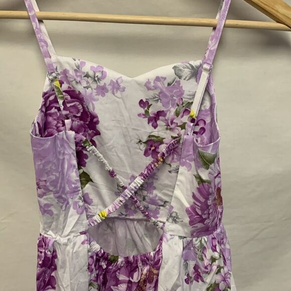 Flofallzique NWT White Purple Peony Print Cotton Sleeveless Girls Dress Size 12 - Picture 7 of 14